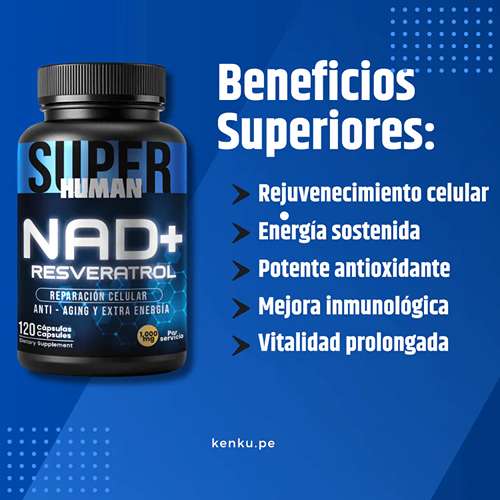 NAD + Resveratrol | Cápsulas de Reparación Celular, Antienvejecimiento y Energía Extra