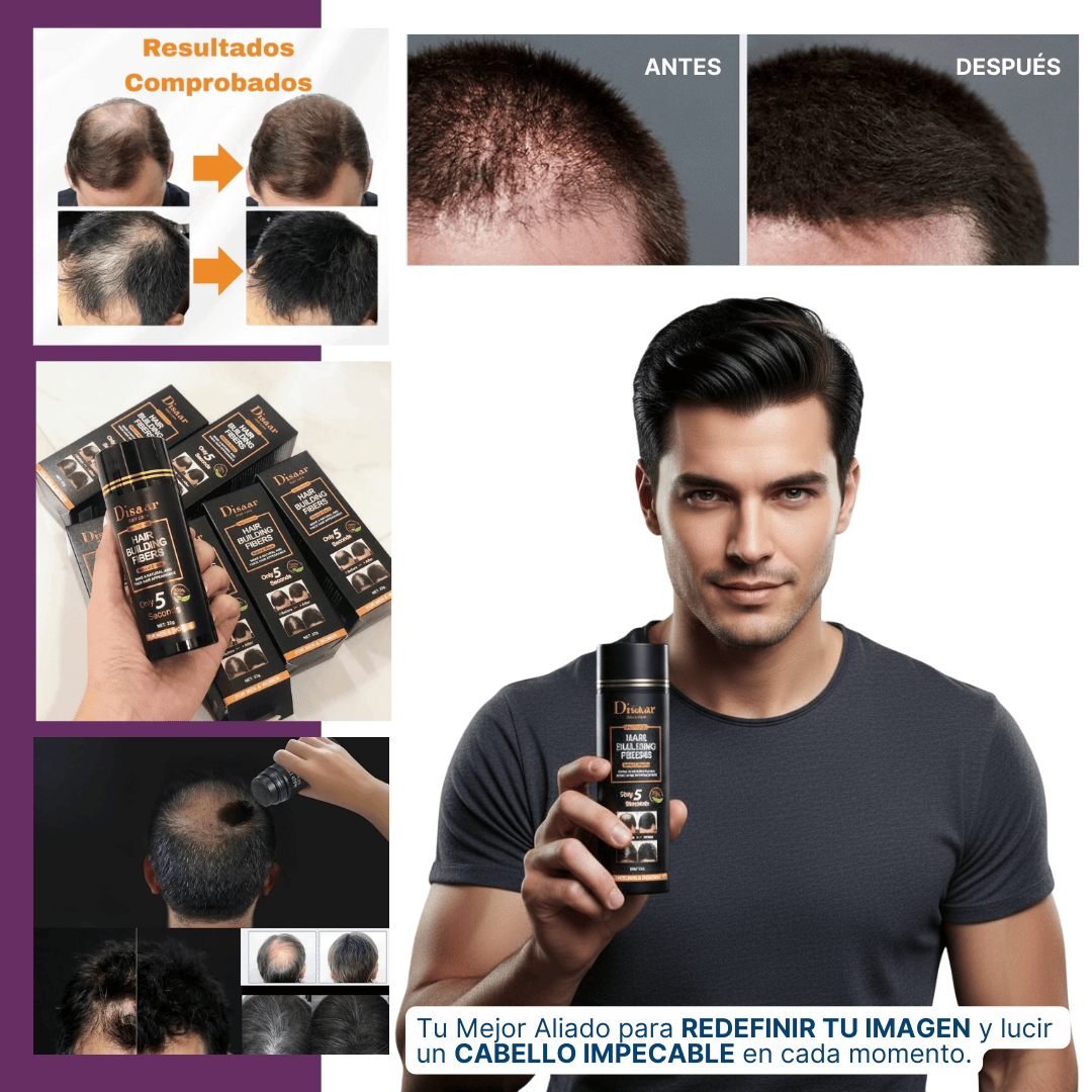 Disaar™ - Fibra Capilar 3 en 1: Volumen, Nutrición y Fijación