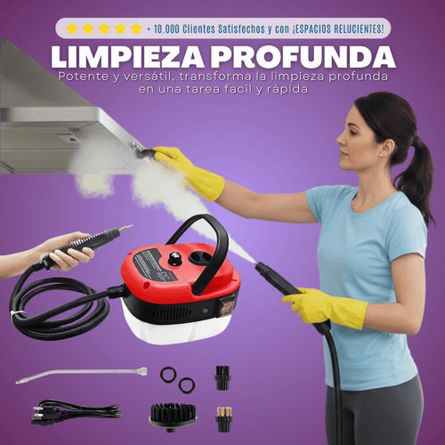 Limpiador a vapor de 2500W | ¡Ayuda para la limpieza de toda la casa!.