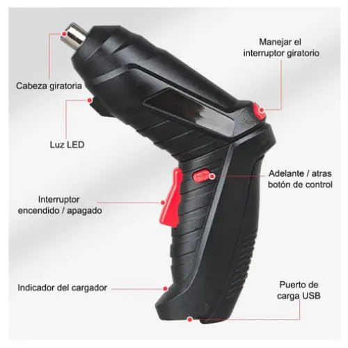 Destornillador Eléctrico Recargable Multiusos