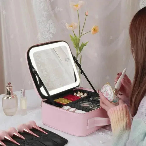 Cofre de maquillaje con espejo LED